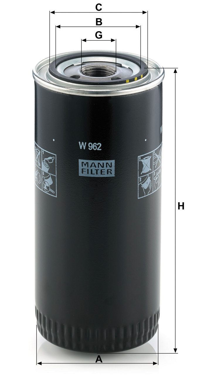 YAG FILTRESI     W 962/2    11993545     A-93mm B-62mm C-71mm G-1-12 UNF H-210mm